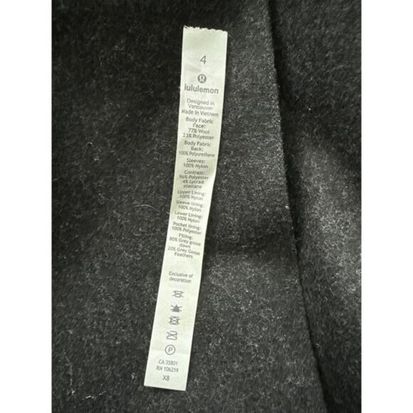 Lululemon Roam Far Reversible Wool Bomber Jacket Heather Gray/‎ Black Size 4 - Picture 8 of 12